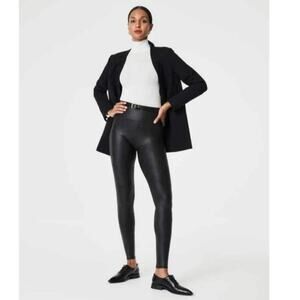 Spanx Faux Leather Leggings Women’s Medium | Shaping High Rise Black Pants